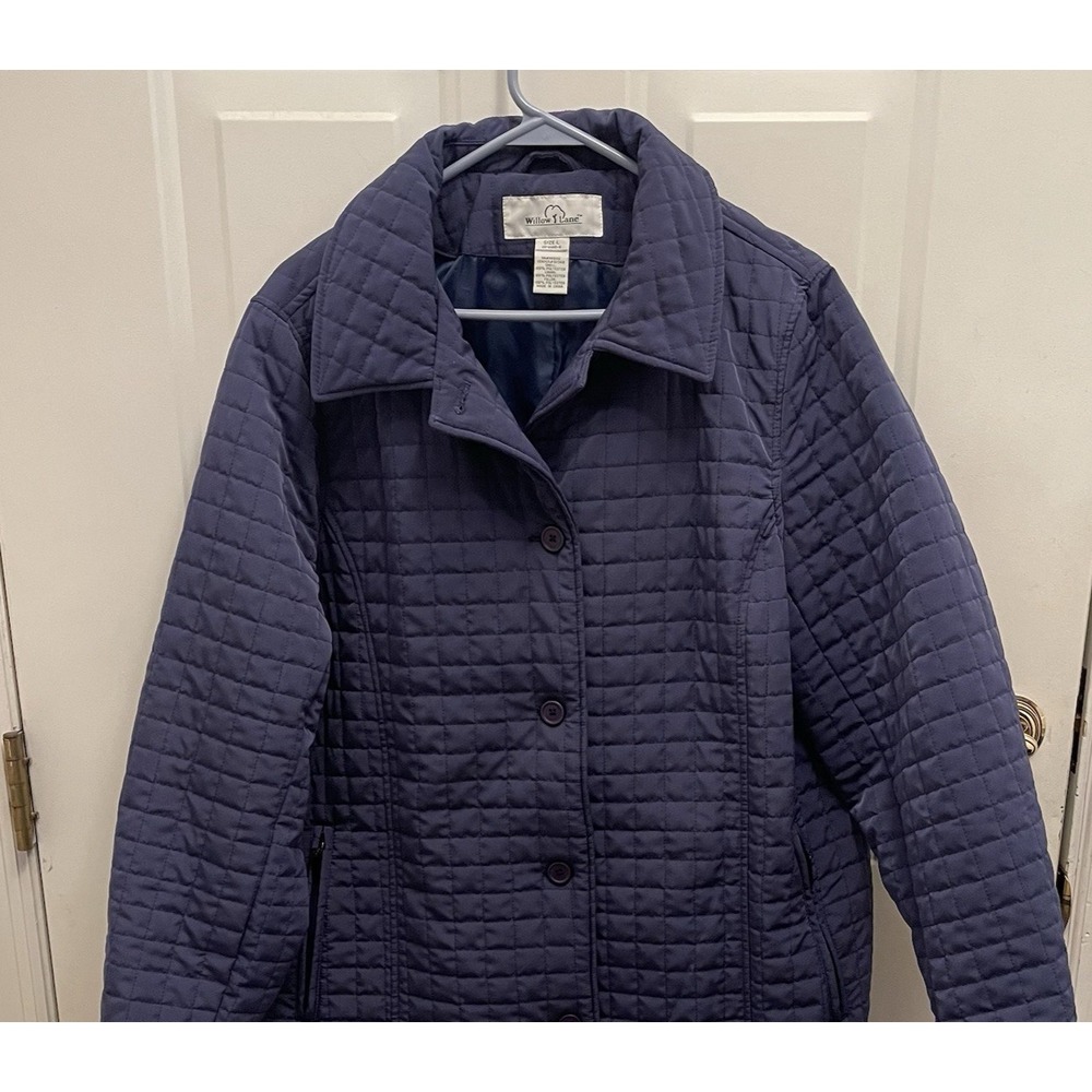 Willow Lane Blue Quilted‎ Insulated Lined Jacket Coat Womens L Outdoor Winter